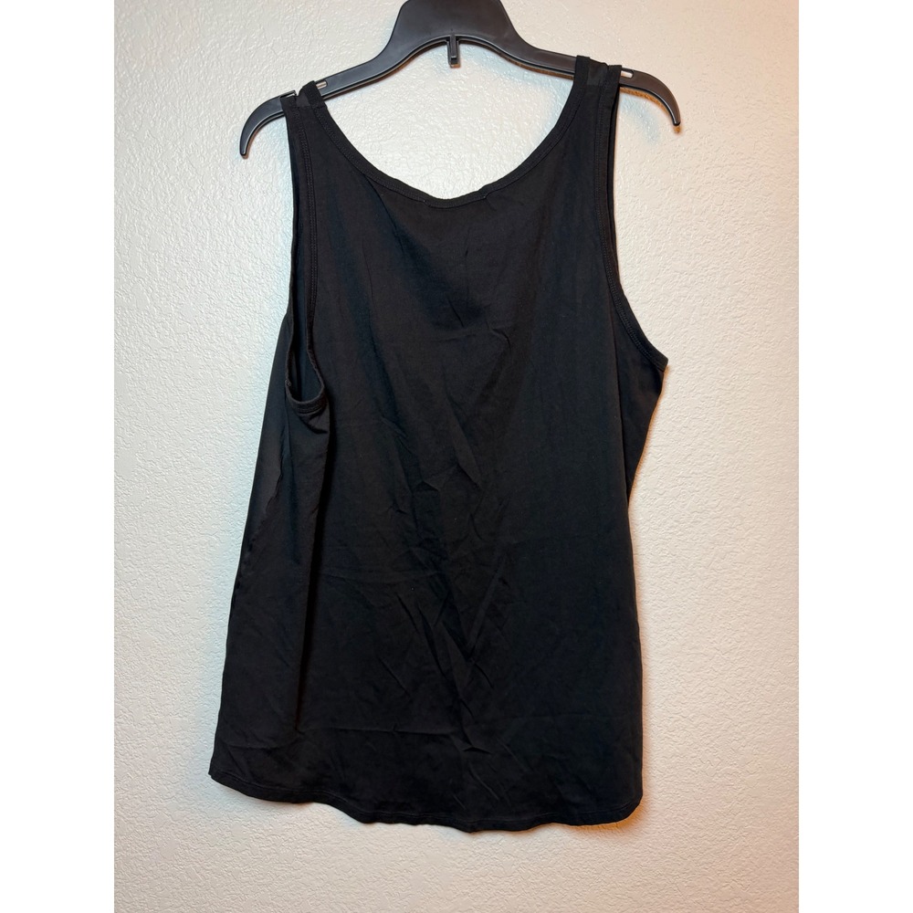 Ann Taylor LOFT Womens Large Black Mixed Media Knit Woven Scoop Neck Tank Top